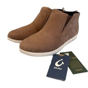 OluKai Hawai'iloa Manu Hope‎ Taupe Gray/Off White Women's Boots Booties Size 10